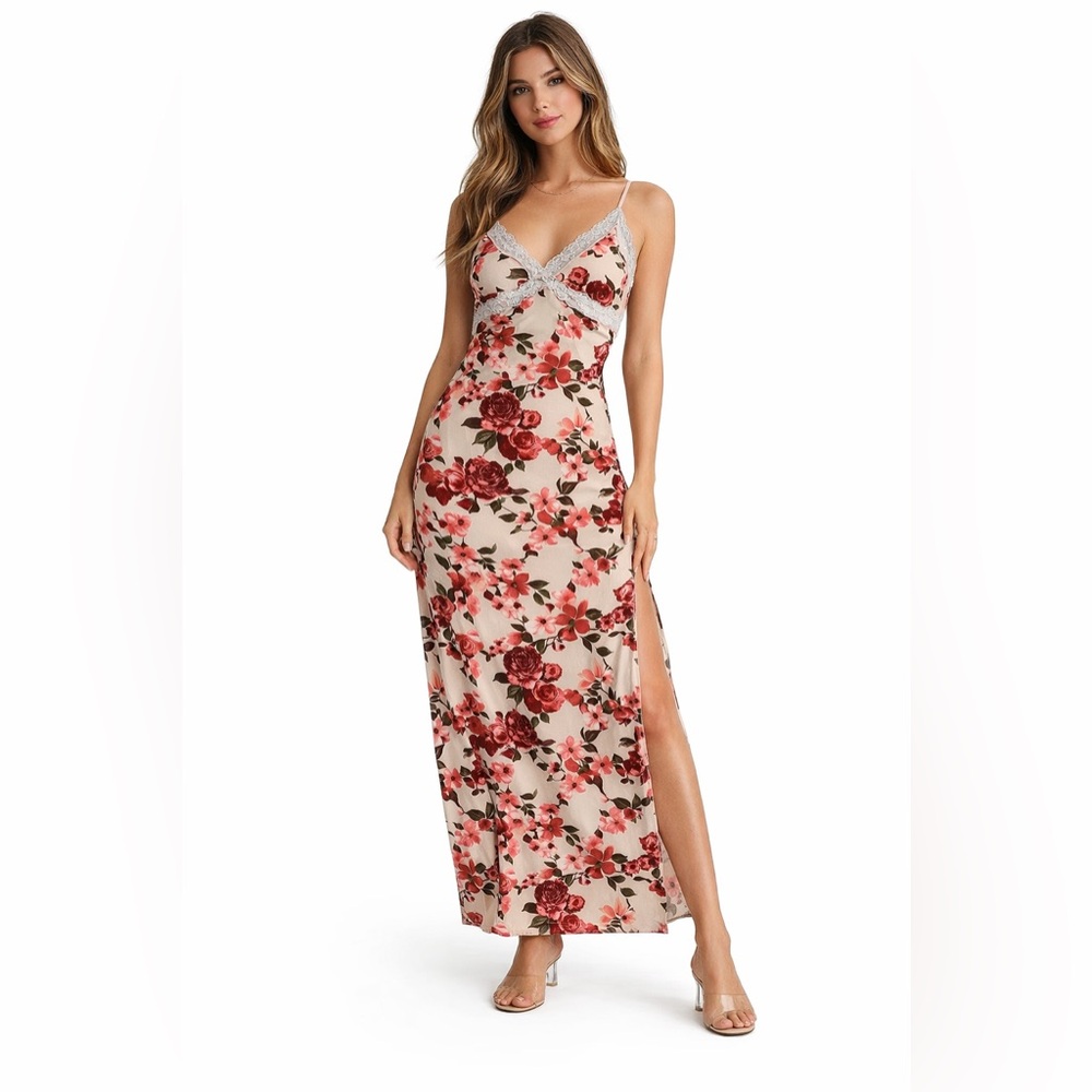 Jessica Simpson floral lace trim maxi dress size S - Picture 1 of 7